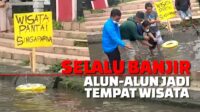 Banjir Melulu, Warga Tanam Ikan di Alun-alun Singaparna