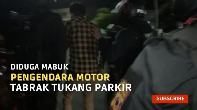 Diduga Mabuk Pengendara Motor Tabrak Tukang Parkir