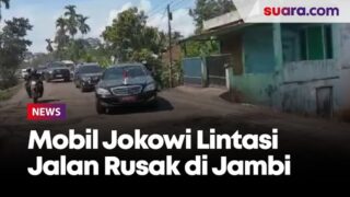 Bukan Cuma di Lampung, Ini Momen Mobil Jokowi Ajrut-ajrutan Saat Lintasi Jalan Rusak di Jambi