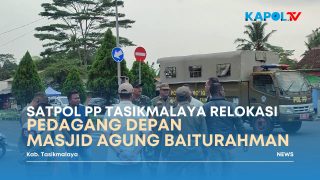 Satpol PP Kabupaten Tasikmalaya Tertibkan 54 PKL di Depan Masjid Agung Baiturahman