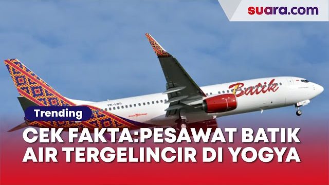 Pesawat Batik Air Tergelincir di Yogyakarta